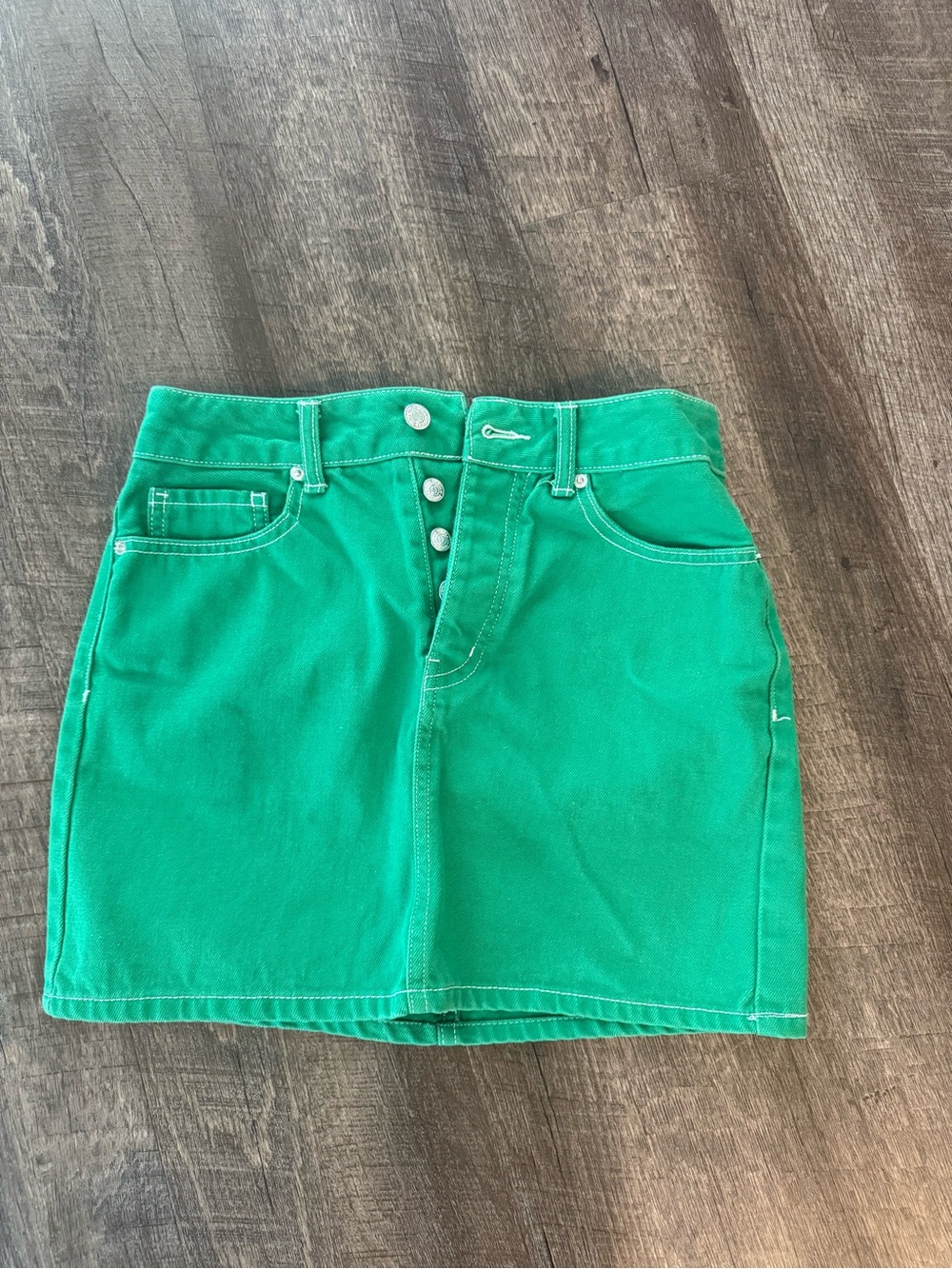 Forever 21 Emerald Green Denim Mini Skirt